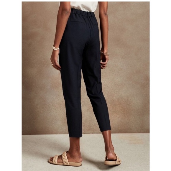 Banana Republic Hayden High Rise Elastic Waist Tapered Trouser Pant Black 14 - Picture 2 of 9